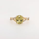 2.8ct Sphene Estate Ring w Earth Mined Diamonds in Solid 14K Gold | Oval 8.2x7.3