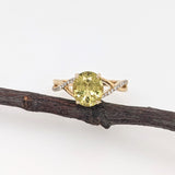 2.8ct Sphene Estate Ring w Earth Mined Diamonds in Solid 14K Gold | Oval 8.2x7.3