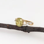 2.8ct Sphene Estate Ring w Earth Mined Diamonds in Solid 14K Gold | Oval 8.2x7.3