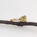 2.8ct Sphene Estate Ring w Earth Mined Diamonds in Solid 14K Gold | Oval 8.2x7.3