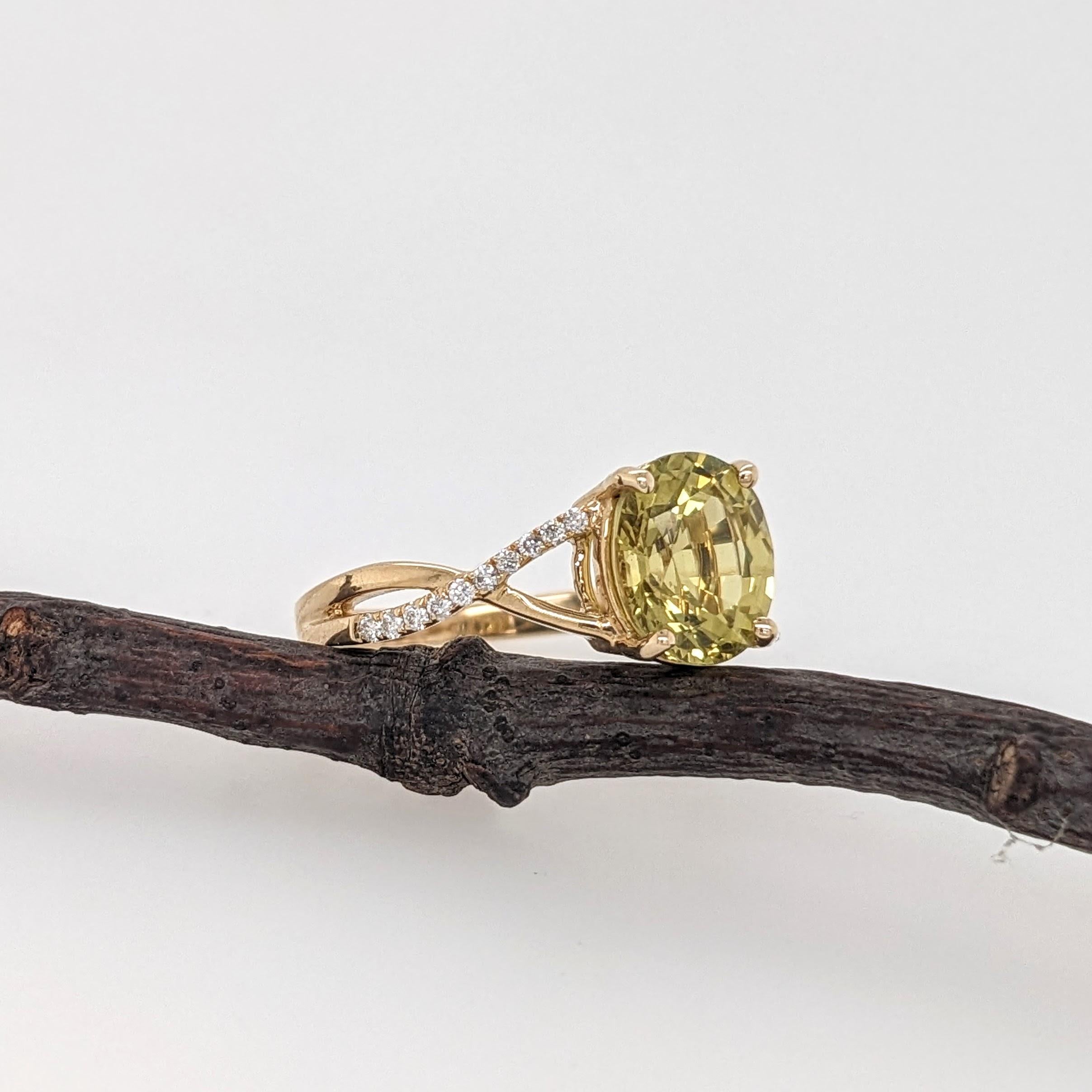 2.8ct Sphene Estate Ring w Earth Mined Diamonds in Solid 14K Gold | Oval 8.2x7.3