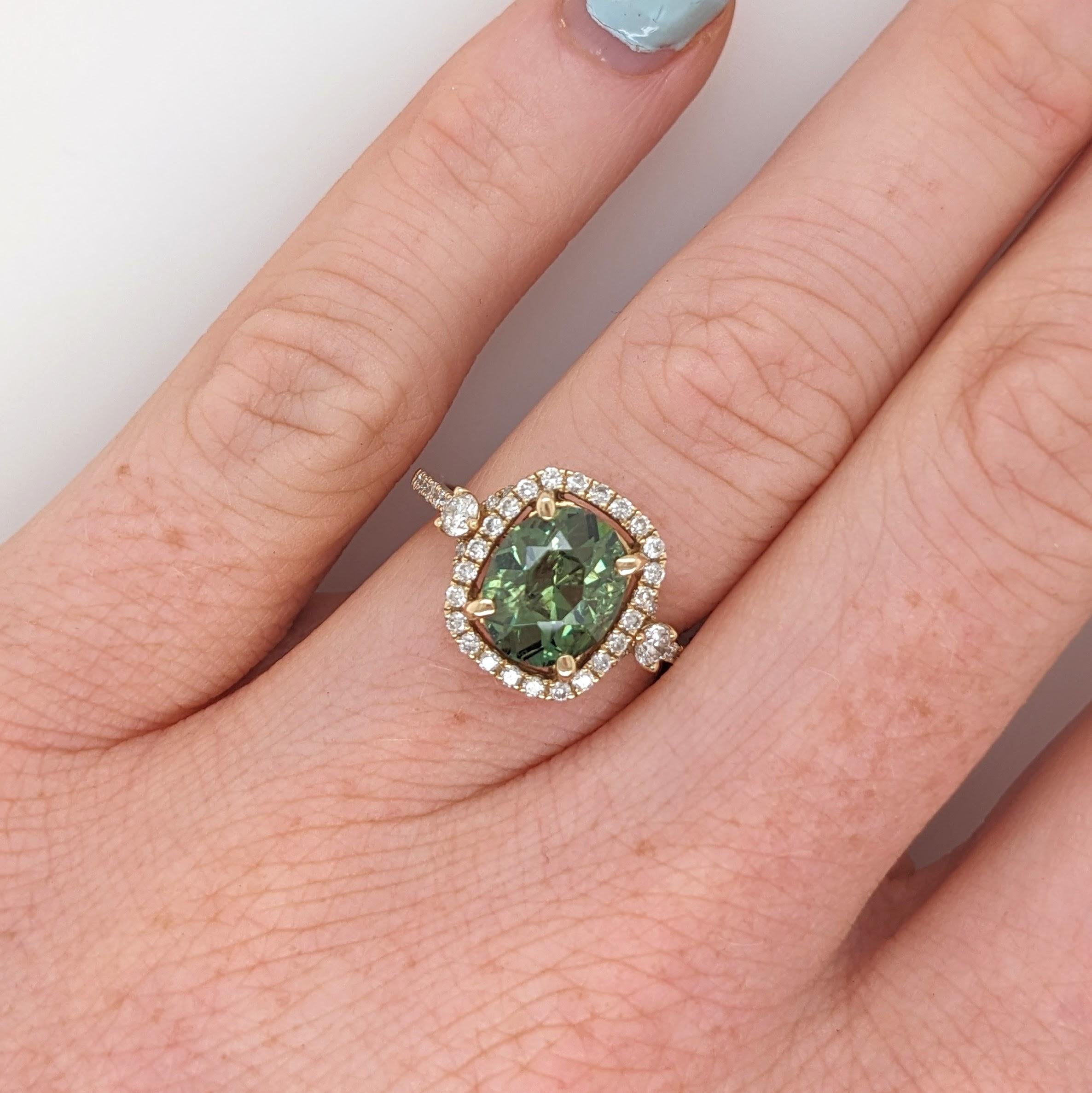 2.9ct Demantoid Estate Ring w Earth Mined Diamonds in Solid 14K Gold | CU 9x7.4