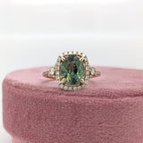 2.9ct Demantoid Estate Ring w Earth Mined Diamonds in Solid 14K Gold | CU 9x7.4