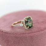 2.9ct Demantoid Estate Ring w Earth Mined Diamonds in Solid 14K Gold | CU 9x7.4