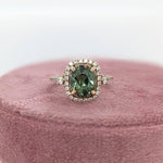 2.9ct Demantoid Estate Ring w Earth Mined Diamonds in Solid 14K Gold | CU 9x7.4