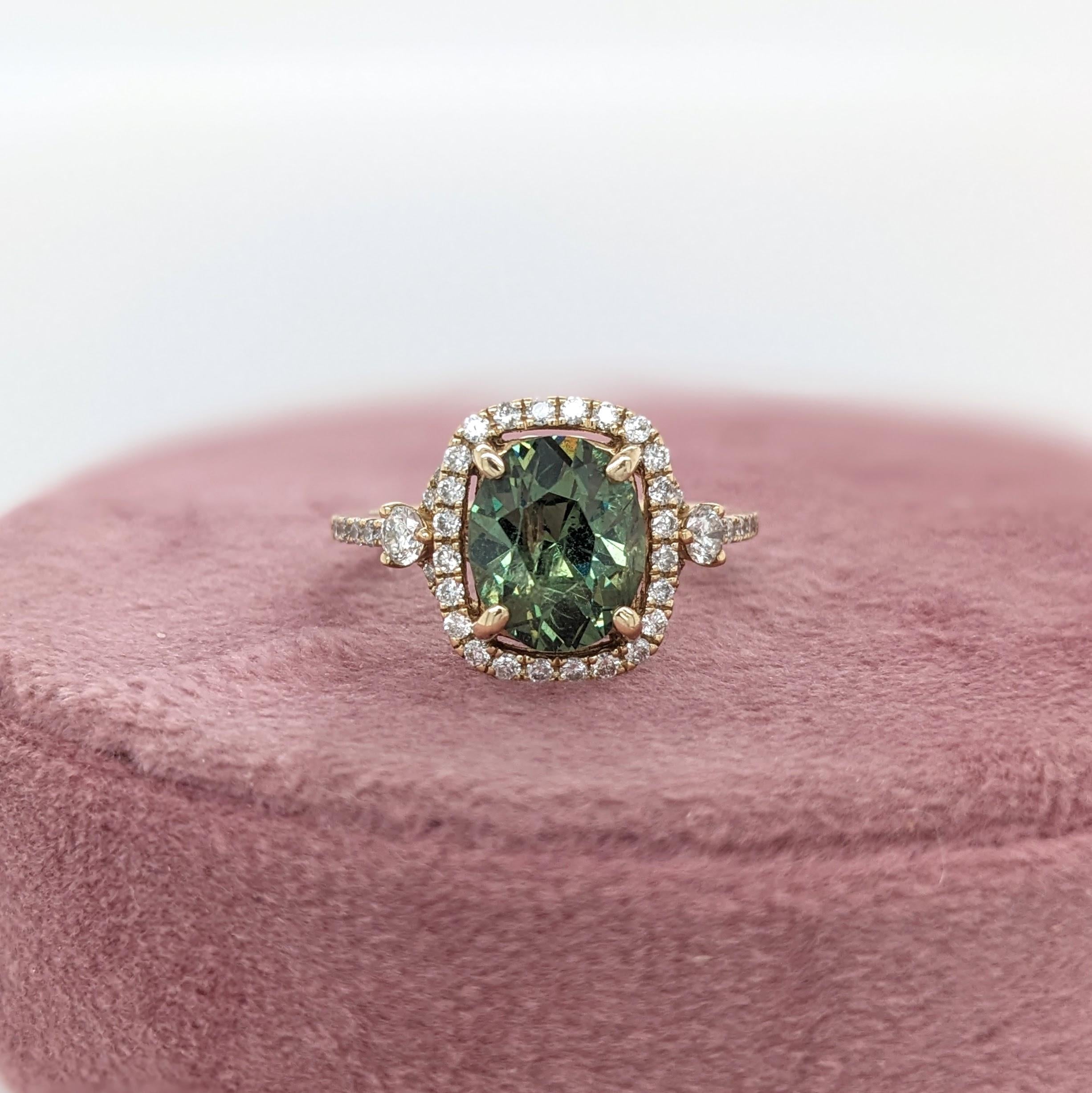 2.9ct Demantoid Estate Ring w Earth Mined Diamonds in Solid 14K Gold | CU 9x7.4