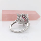 3.3ct Pink Tourmaline Ring w Earth Mined Diamonds in Solid 14K White Gold | Oval 10x8mm | October Birthstone