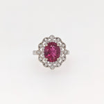 3ct Pink Tourmaline Ring w Earth Mined Diamonds in Solid 14K Gold Oval 9.6x7.8mm