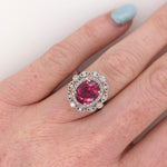 3ct Pink Tourmaline Ring w Earth Mined Diamonds in Solid 14K Gold Oval 9.6x7.8mm