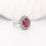 3ct Pink Tourmaline Ring w Earth Mined Diamonds in Solid 14K Gold Oval 9.6x7.8mm