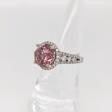 5ct Pink Tourmaline Ring w Earth Mined Diamonds in Solid 14K Gold | Round 10mm