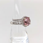 5ct Pink Tourmaline Ring w Earth Mined Diamonds in Solid 14K Gold | Round 10mm