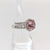 5ct Pink Tourmaline Ring w Earth Mined Diamonds in Solid 14K Gold | Round 10mm