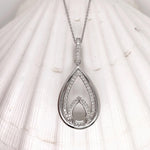 Pendant Semi Mount w Earth Mined Diamonds in Solid 14K Gold Pear Shape 8.7x6.5mm