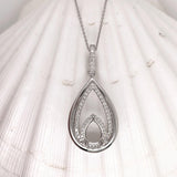 Pendant Semi Mount w Earth Mined Diamonds in Solid 14K Gold Pear Shape 8.7x6.5mm
