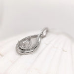 Pendant Semi Mount w Earth Mined Diamonds in Solid 14K Gold Pear Shape 8.7x6.5mm