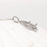 Pendant Semi Mount w Earth Mined Diamonds in Solid 14K Gold Pear Shape 8.7x6.5mm