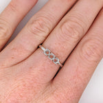 Three Stone Ring Semi Mount in Solid 14K Gold Round 3.7mm