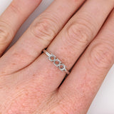 Three Stone Ring Semi Mount in Solid 14K Gold Round 3.7mm