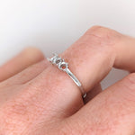 Three Stone Ring Semi Mount in Solid 14K Gold Round 3.7mm
