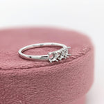Three Stone Ring Semi Mount in Solid 14K Gold Round 3.7mm