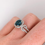 1.5ct Indicolite Tourmaline Estate Ring w Earth Mined Diamonds in Solid 14K Gold | Round 7mm