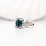 1.5ct Indicolite Tourmaline Estate Ring w Earth Mined Diamonds in Solid 14K Gold | Round 7mm