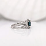 1.5ct Indicolite Tourmaline Estate Ring w Earth Mined Diamonds in Solid 14K Gold | Round 7mm