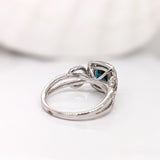 1.5ct Indicolite Tourmaline Estate Ring w Earth Mined Diamonds in Solid 14K Gold | Round 7mm