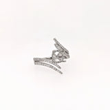 Round Cut Bypass Semi-Mount Ring with Diamond Accents & Hidden Halo – 7mm
