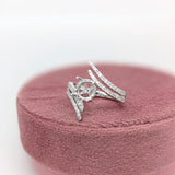 Round Cut Bypass Semi-Mount Ring with Diamond Accents & Hidden Halo – 7mm