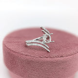 Round Cut Bypass Semi-Mount Ring with Diamond Accents & Hidden Halo – 7mm