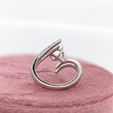 Round Cut Bypass Semi-Mount Ring with Diamond Accents & Hidden Halo – 7mm
