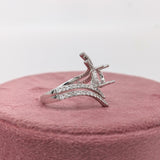 Round Cut Bypass Semi-Mount Ring with Diamond Accents & Hidden Halo – 7mm