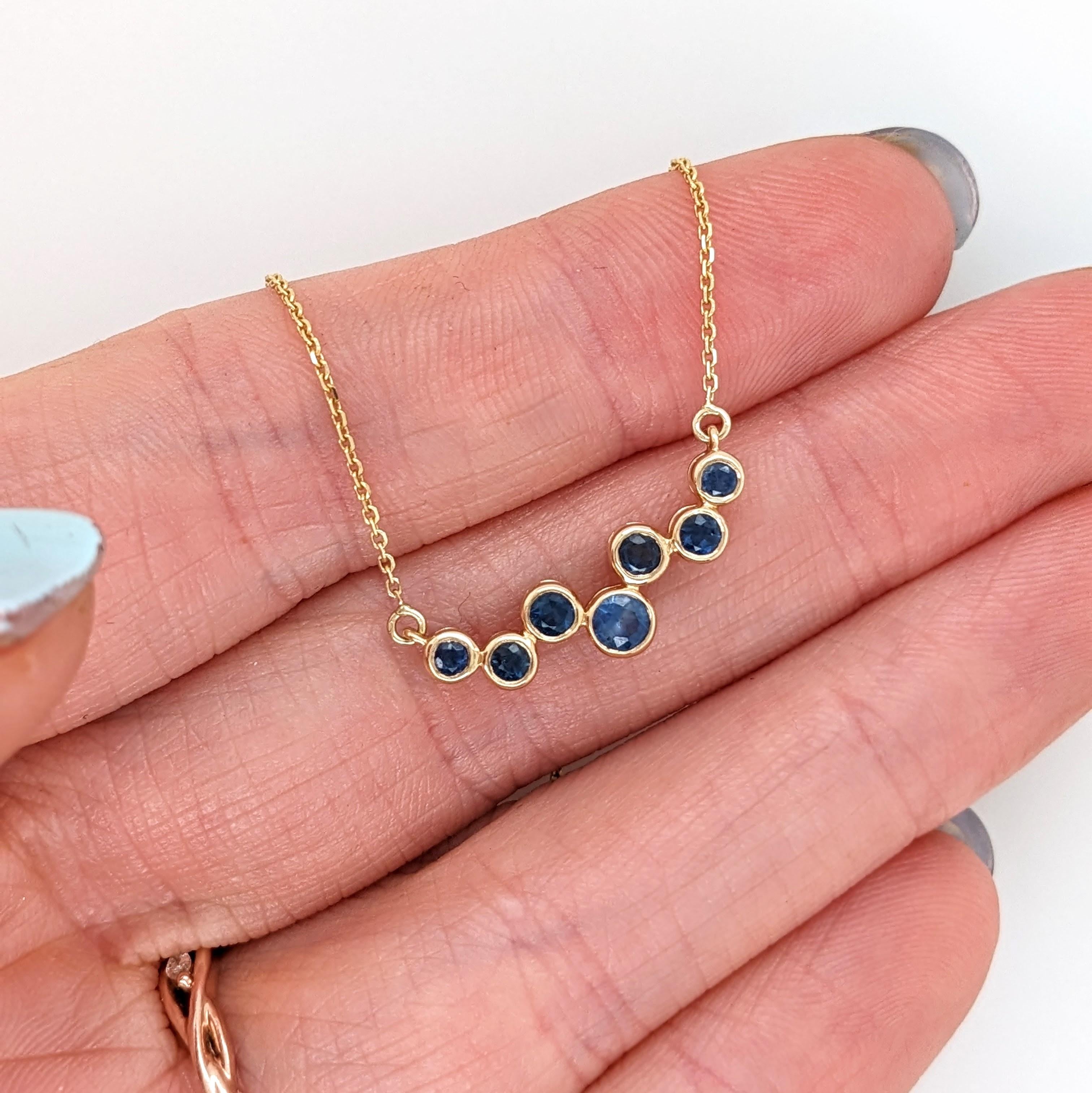 Blue Sapphire Pendant Necklace in Solid 14K Gold | Round | September Birthstone