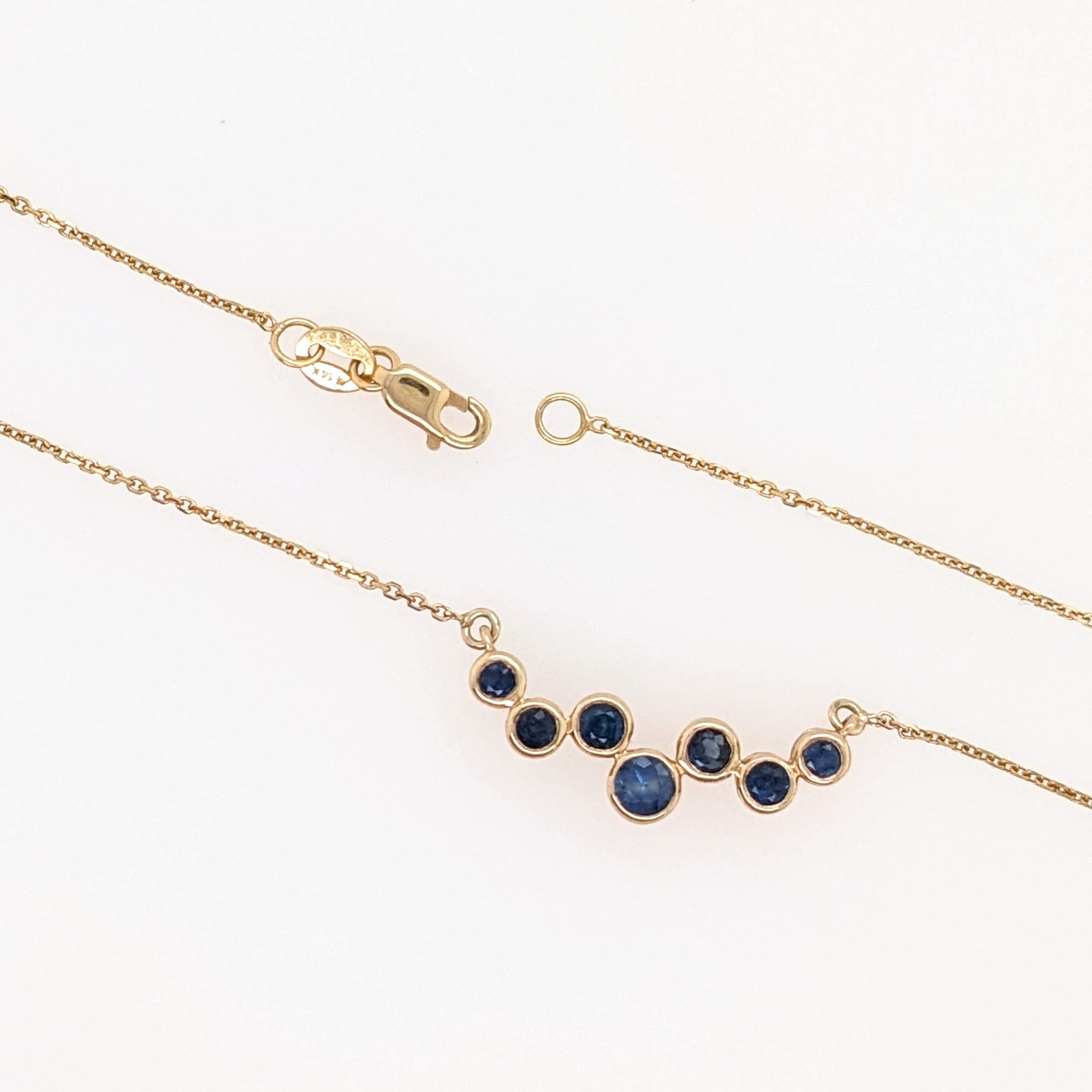 Blue Sapphire Pendant Necklace in Solid 14K Gold | Round | September Birthstone