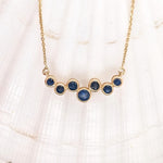 Blue Sapphire Pendant Necklace in Solid 14K Gold | Round | September Birthstone