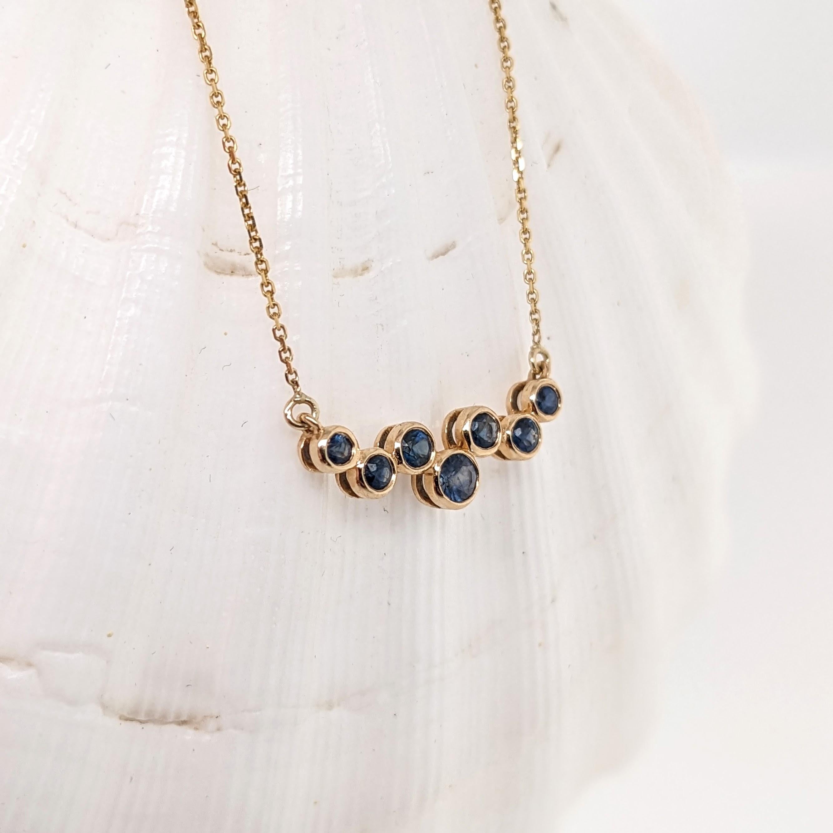 Blue Sapphire Pendant Necklace in Solid 14K Gold | Round | September Birthstone