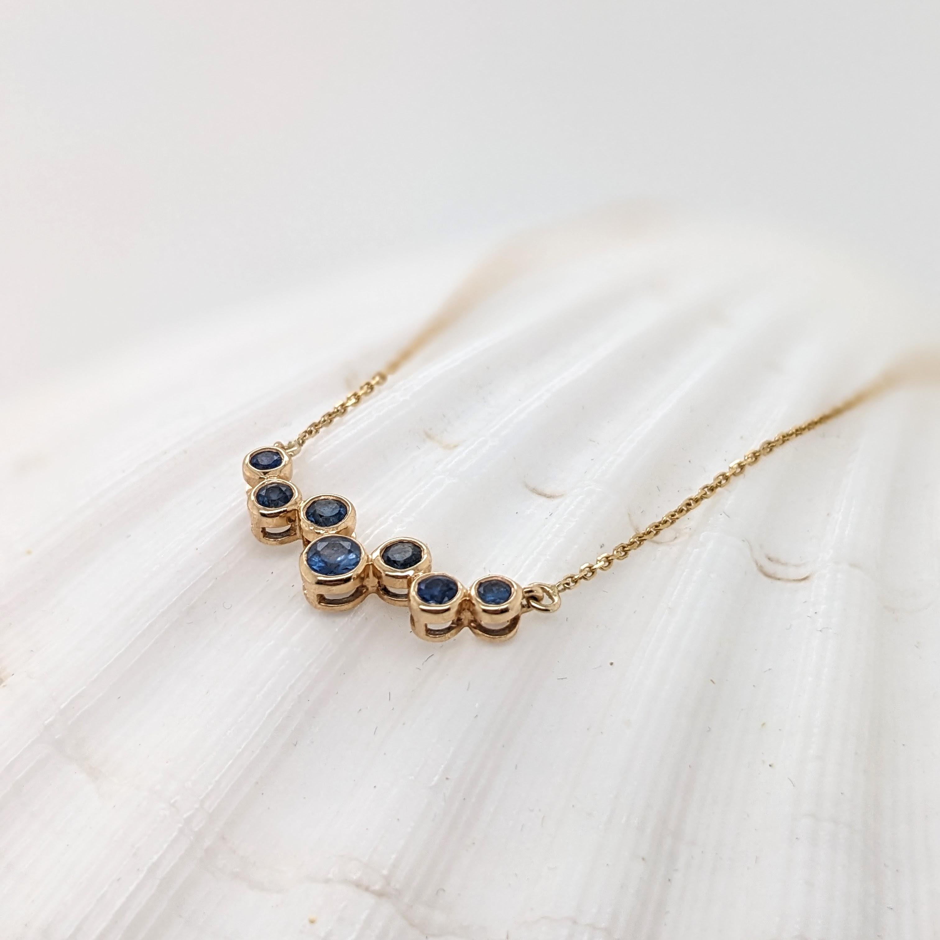 Blue Sapphire Pendant Necklace in Solid 14K Gold | Round | September Birthstone