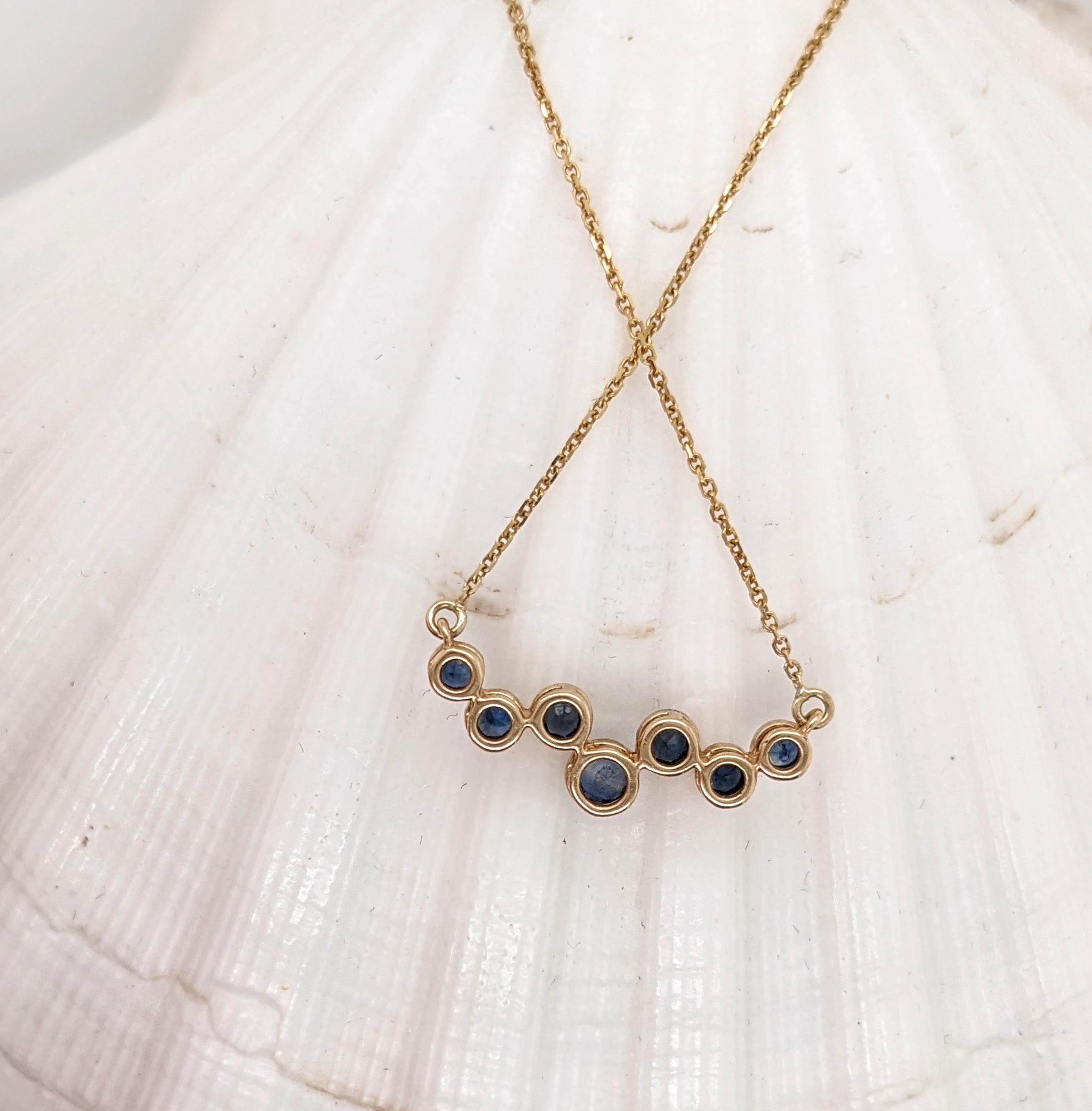 Blue Sapphire Pendant Necklace in Solid 14K Gold | Round | September Birthstone