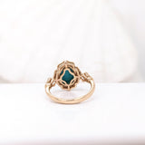 Sleeping Beauty Turquoise Ring w Earth Mined Diamonds in Solid 14K Gold OV 10x8