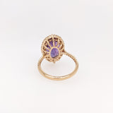 5.7ct Amethyst Ring w Earth Mined Diamonds in Solid 14K Yellow Gold | Oval 14x10mm | Statement Ring