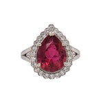 3.4ct Rubellite Tourmaline Ring w Earth Mined Diamonds in Solid 14K Gold PR 11x9