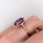 7.2ct Amethyst Ring w Earth Mined Diamonds in Solid 14K Rose Gold Oval 14x10mm