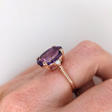 7.2ct Amethyst Ring w Earth Mined Diamonds in Solid 14K Rose Gold Oval 14x10mm