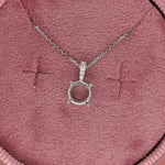 Pendant Semi Mount w Earth Mined Diamonds in Solid 14K Gold Round 7mm