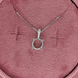 Pendant Semi Mount w Earth Mined Diamonds in Solid 14K Gold Round 7mm