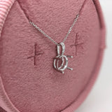 Pendant Semi Mount w Earth Mined Diamonds in Solid 14K Gold Round 7mm