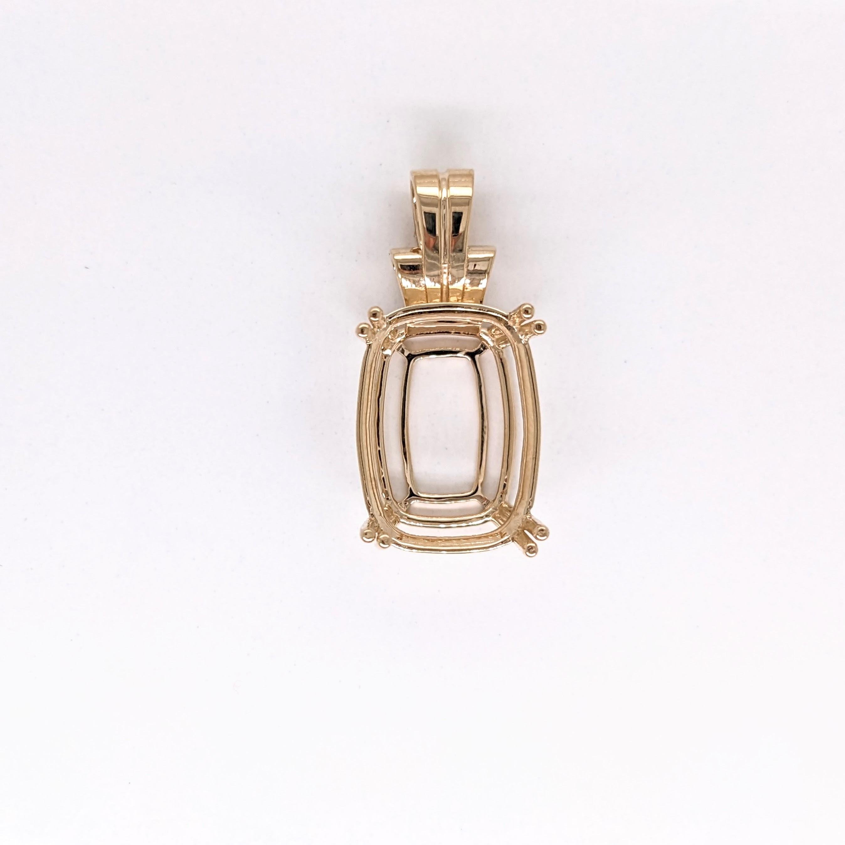 Statement Pendant Mount in Solid 14K Gold | Cushion Cut 18x13mm |