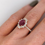 1.7ct Madagascar Ruby Ring w Earth Mined Diamonds in Solid 14K Gold | Oval 8x6mm